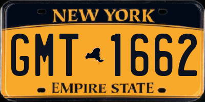 NY license plate GMT1662