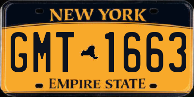 NY license plate GMT1663