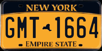 NY license plate GMT1664