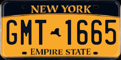 NY license plate GMT1665