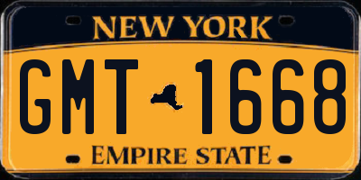 NY license plate GMT1668