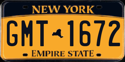 NY license plate GMT1672