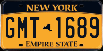 NY license plate GMT1689