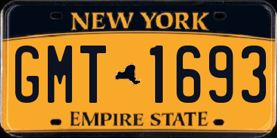 NY license plate GMT1693