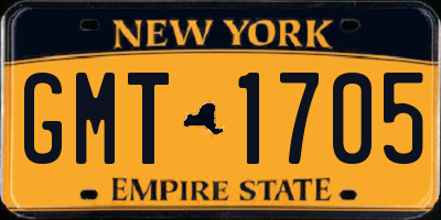 NY license plate GMT1705