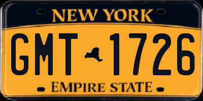 NY license plate GMT1726