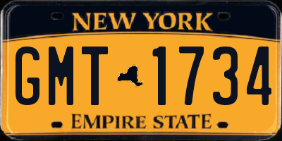 NY license plate GMT1734