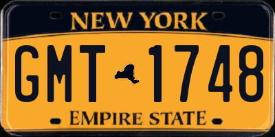 NY license plate GMT1748