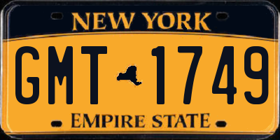 NY license plate GMT1749
