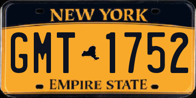 NY license plate GMT1752