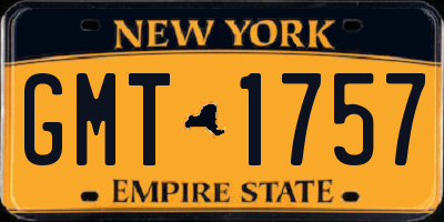 NY license plate GMT1757