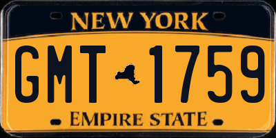 NY license plate GMT1759