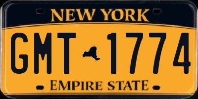 NY license plate GMT1774