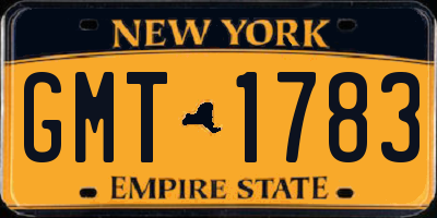 NY license plate GMT1783