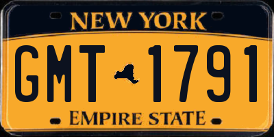 NY license plate GMT1791