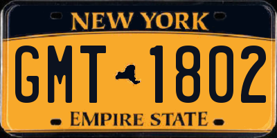 NY license plate GMT1802