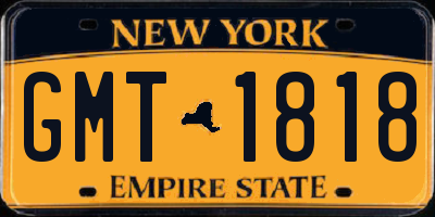 NY license plate GMT1818