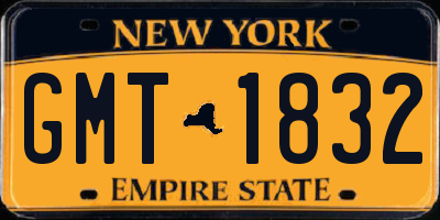 NY license plate GMT1832