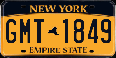 NY license plate GMT1849
