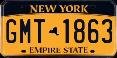 NY license plate GMT1863