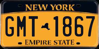 NY license plate GMT1867