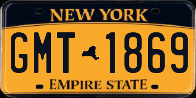 NY license plate GMT1869