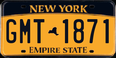 NY license plate GMT1871