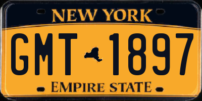 NY license plate GMT1897