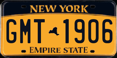 NY license plate GMT1906