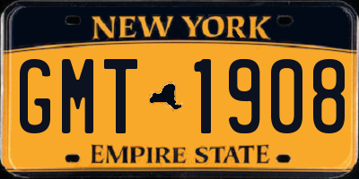 NY license plate GMT1908