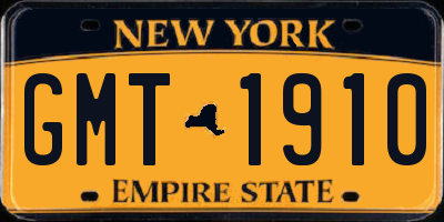NY license plate GMT1910
