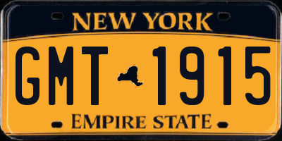 NY license plate GMT1915
