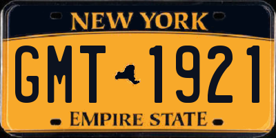 NY license plate GMT1921