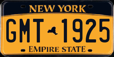 NY license plate GMT1925