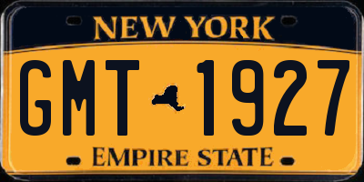 NY license plate GMT1927