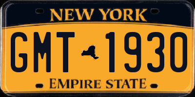 NY license plate GMT1930