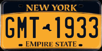 NY license plate GMT1933