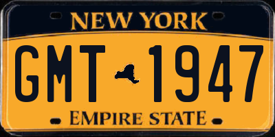 NY license plate GMT1947