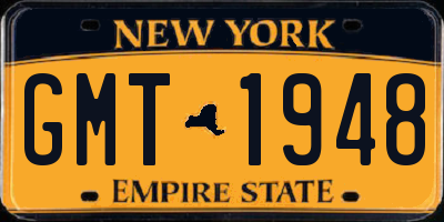 NY license plate GMT1948