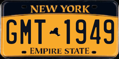 NY license plate GMT1949
