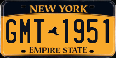 NY license plate GMT1951