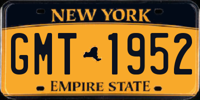 NY license plate GMT1952