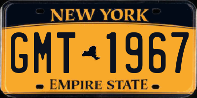 NY license plate GMT1967