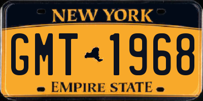 NY license plate GMT1968