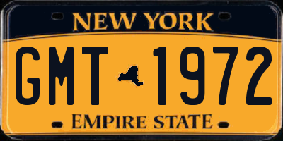 NY license plate GMT1972