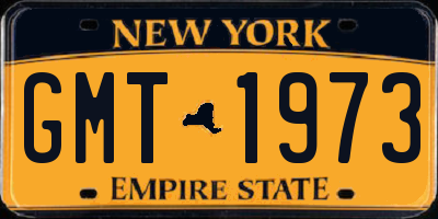 NY license plate GMT1973