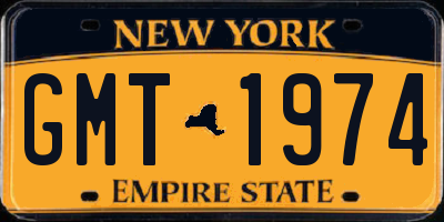 NY license plate GMT1974