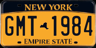 NY license plate GMT1984