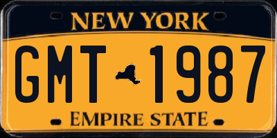 NY license plate GMT1987
