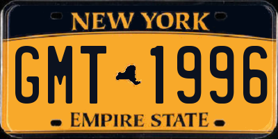 NY license plate GMT1996